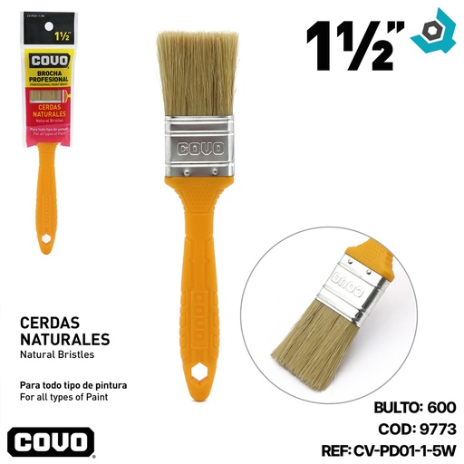 [9773] BROCHA 1.5" CERDAS BLANCAS COVO