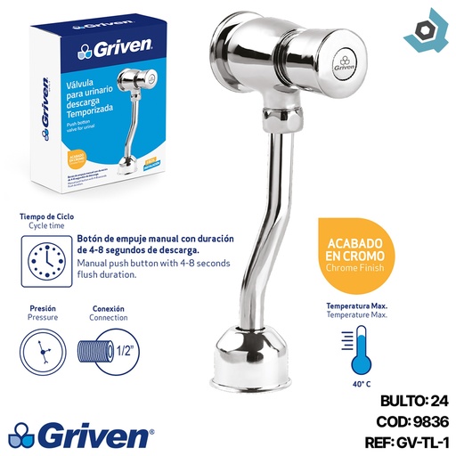 [9836] VALVULA PARA URINARIO DESCARGA TEMPORIZADA GRIVEN