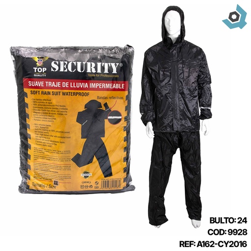 [9928] IMPERMEABLE CON CINTA REFLECTIVA TALLA M SECURITY