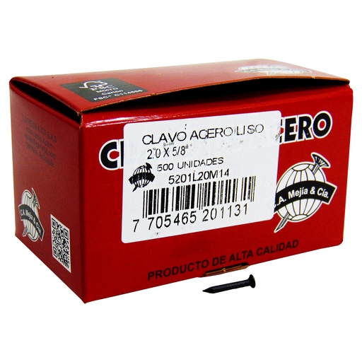 [9947] CLAVO DE ACERO LISO 5/8" X 2.0MM MEJIA