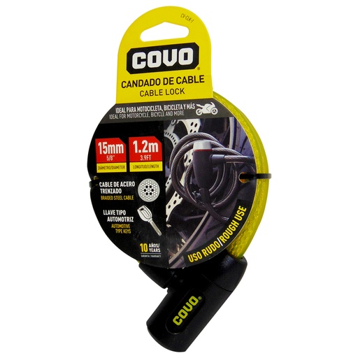 [9954] CANDADO PARA BICICLETA 15MM X 1.2M COVO