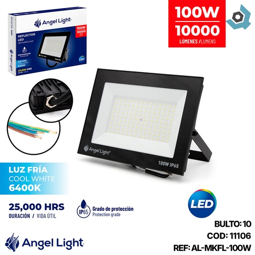 [11106] REFLECTOR LED 100W LUZ FRIA 6400K ANGEL LIGHT