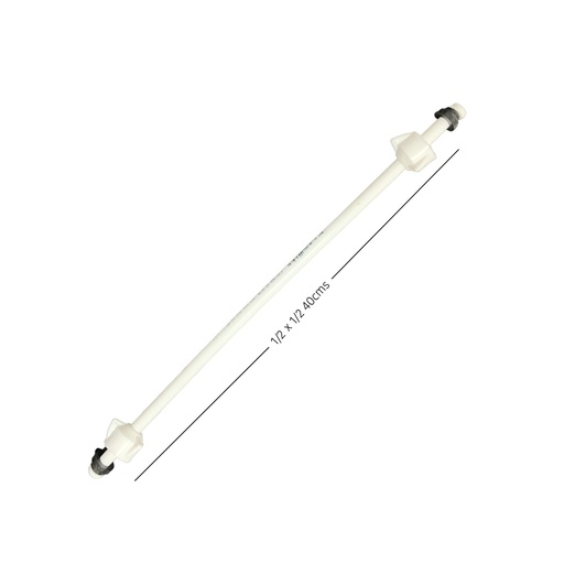 [11041] MANGUERA PLASTICA FLEXIBLE 1/2" X 1/2" 40CMS PARA LAVAMANOS METALES ALEADOS