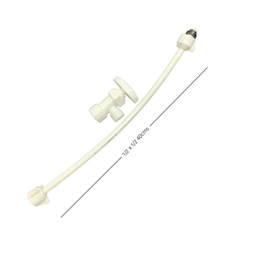 [11045] COMBO MANGUERA PLASTICA FLEXIBLE 1/2" X 1/2" 40 CMS MAS LLAVE DE ARRESTO 1/2" X 5/8" METALES ALEADOS