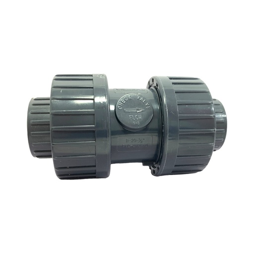 [11207] VALVULA CHEQUE DOBLE UNION UNIVERSAL PVC PRES 1/2" C SIN ROSCA TUBRICA