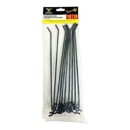 [11122] GANCHOS RECTOS 250MM NEGRO 10 PIEZAS SECURITY