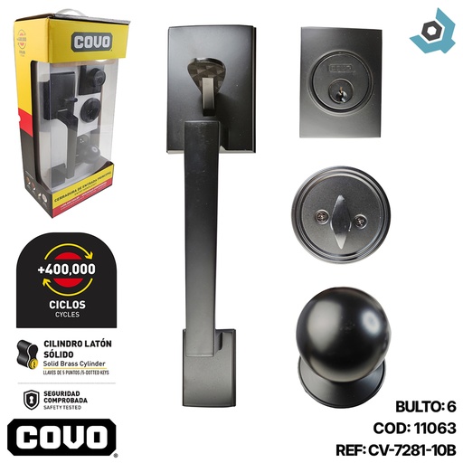 [11063] MANILLON DE ENTRADA PRINCIPAL NEGRO MATE COVO