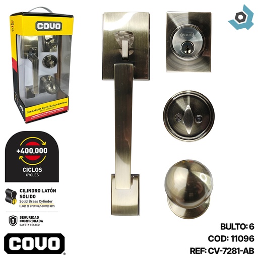 [11096] MANILLON DE ENTRADA PRINCIPAL COLOR LATON ANTIGUO COVO