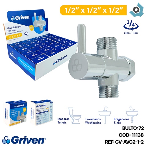[11138] LLAVE DE ARRESTO 1/2" CROMADA GRIVEN