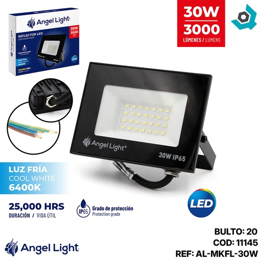 [11145] REFLECTOR LED 30W LUZ FRIA 6400K ANGEL LIGHT