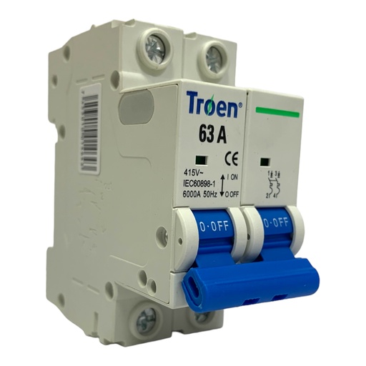 [11161] BREAKER TERMOMAGNETICO 63A 2P TIPO EUROPEO TROEN