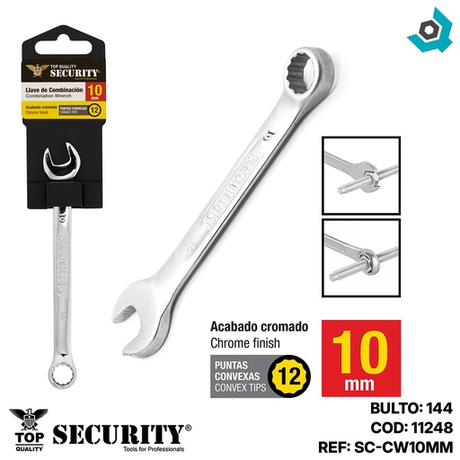 [11248] LLAVE DE COMBINACION 10MM CROMADA SECURITY