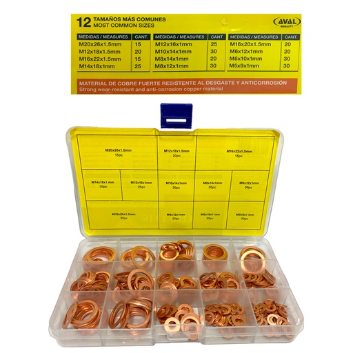 [11328] JUNTAS TORICAS DE COBRE 280 PZAS SECURITY