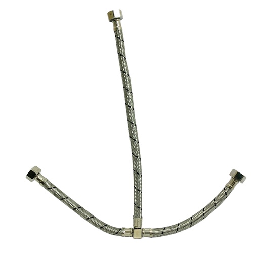 [11329] MANGUERA FLEXIBLE TRENZADA TIPO T 1/2" X 1/2" X 1/2" GRIVEN