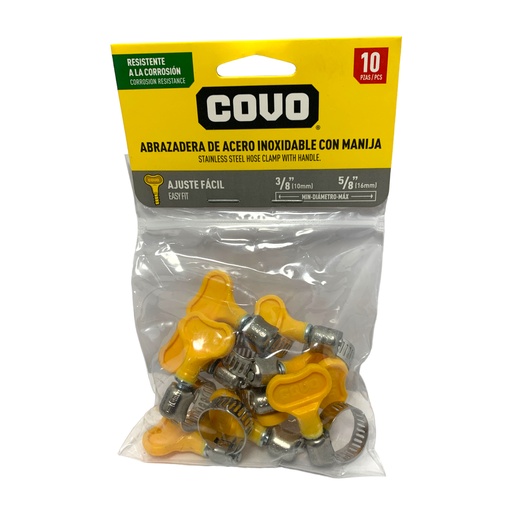 [11365] ABRAZADERA CON MANIJA 3/8" A 5/8" 10 PZAS COVO