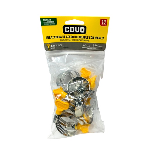 [11369] ABRAZADERA CON MANIJA 3/4" A 1-1/2" 10 PZAS COVO