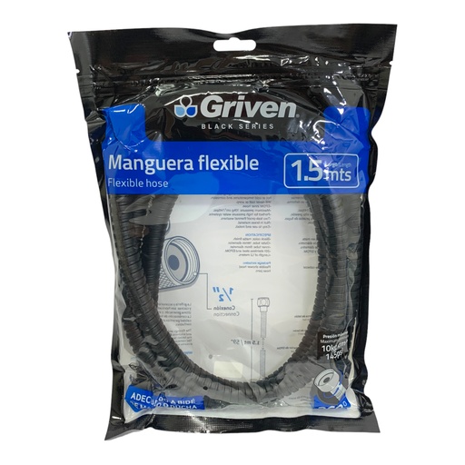 [11372] MANGUERA FLEXIBLE 1/2" 1.5M NEGRO GRIVEN BLACK