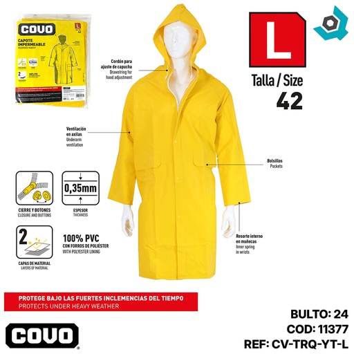 [11377] CAPOTE IMPERMEABLE TALLA L COVO