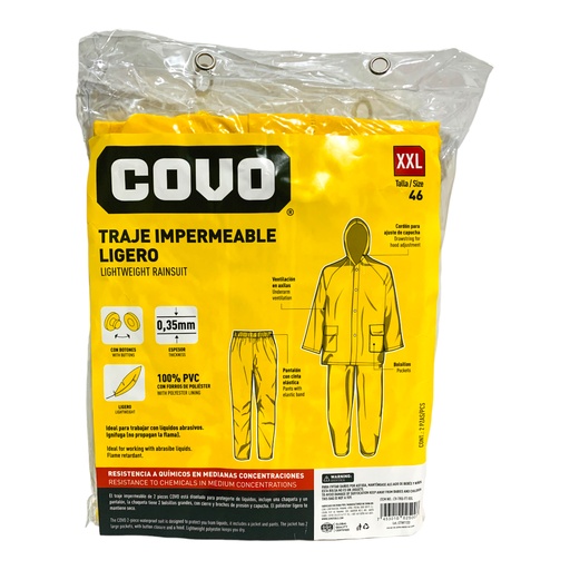 [11378] TRAJE IMPERMEABLE LIGERO 2 PIEZAS TALLA XXL COVO