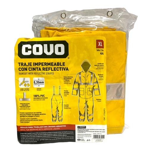 [11381] TRAJE IMPERMEABLE CON CINTA REFLECTIVA 2 PIEZAS TALLA XL COVO