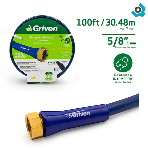 [11397] MANGUERA 5/8" DE JARDINERIA REFORZADA 30.48 METROS GRIVEN
