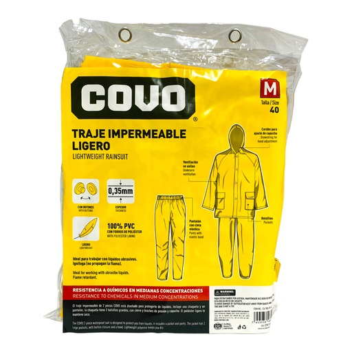 [11457] TRAJE IMPERMEABLE LIGERO 2 PIEZAS TALLA M COVO