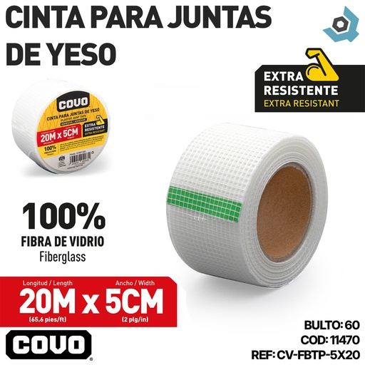 [11470] CINTA PARA JUNTAS DE YESO 20M X 5CM COVO