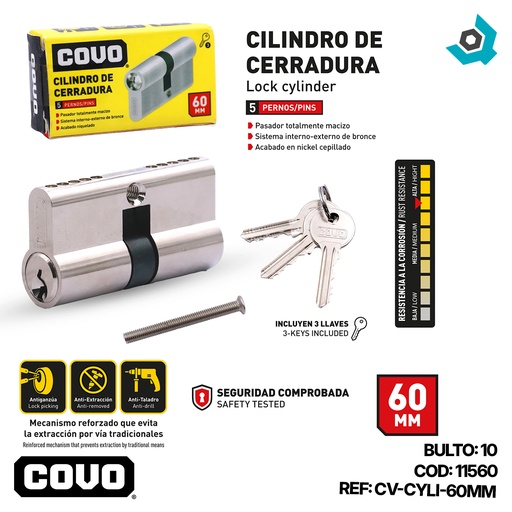 [11560] CILINDRO 60MM 5 PERNOS COVO