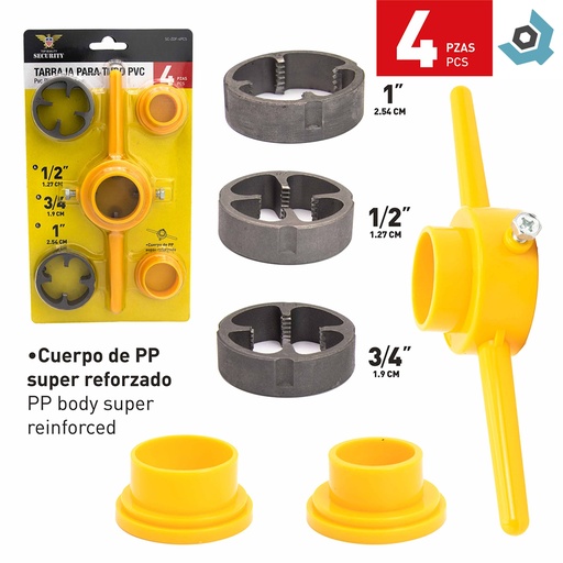 [11565] TARRAJA PARA TUBO PVC 4 PZAS SECURITY