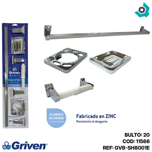 [11566] JUEGO DE BANO 4 PIEZAS GRIVEN BASIC