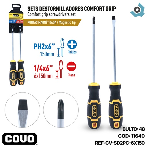 [11640] SETS DE DESTORNILLADORES CONFORT GRIP 150MM COVO