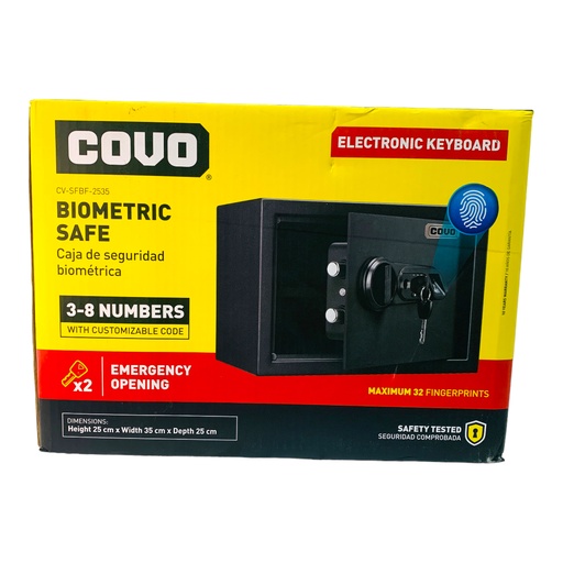 [11664] CAJA DE SEGURIDAD HUELLA DIGITAL 25X35 CM NEGRO COVO