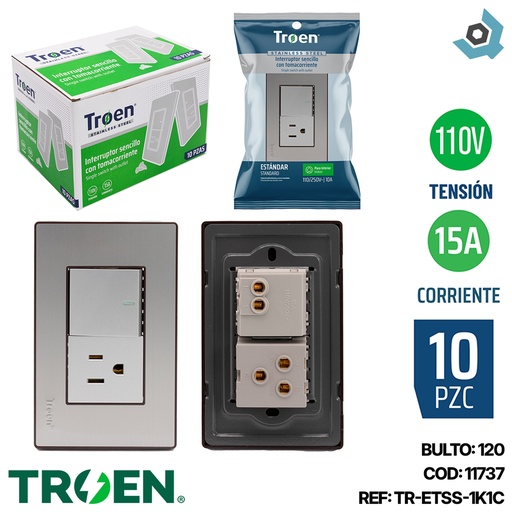 [11737] APAGADOR CON TOMA ACERO INOXIDABLE TROEN