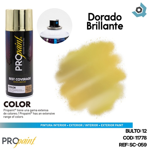 [11778] PINTURA EN SPRAY DORADO BRILLANTE PRO PAINT