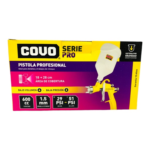 [11786] PISTOLA DE SPRAY PROFESIONAL PARA PINTAR 600CC COVO PRO