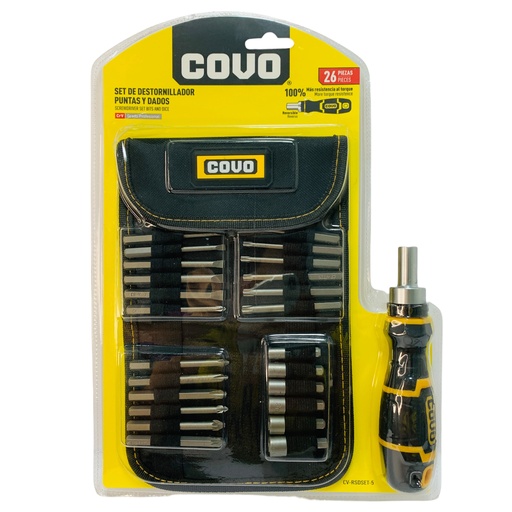 [11804] JUEGO DE DESTORNILLADORES 26 PZAS COVO