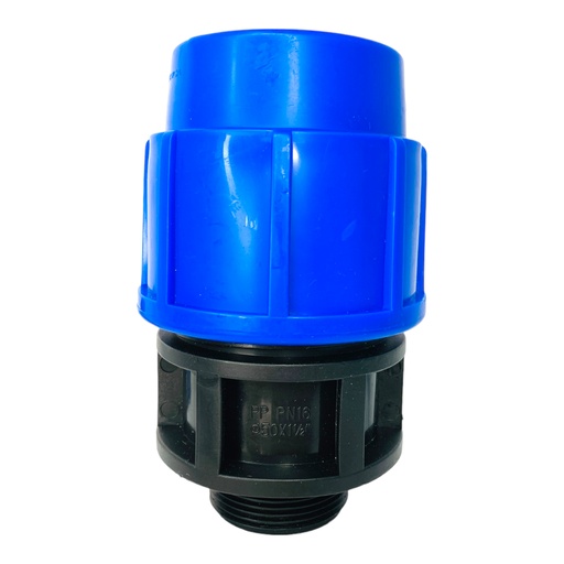 [11921] ADAPTADOR MACHO 50MM SALIDA 1 1/2" PARA RIEGO PEAD TUBRICA
