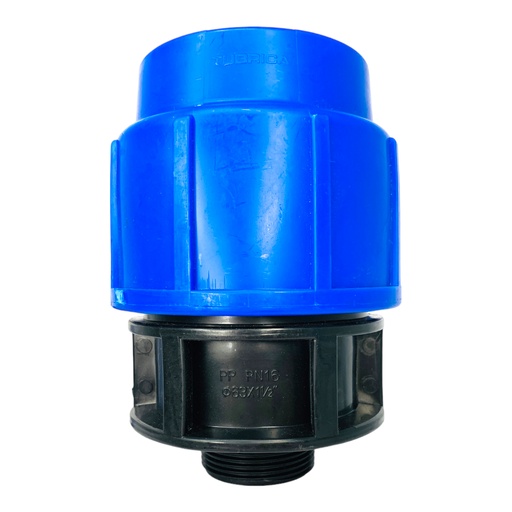 [11952] ADAPTADOR MACHO 63MM SALIDA 1 1/2" PARA RIEGO PEAD TUBRICA