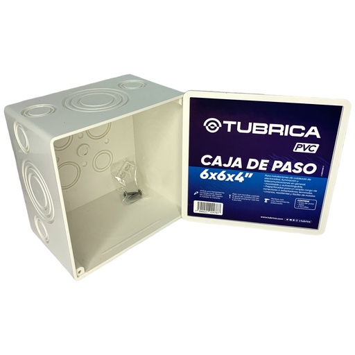 [12005] CAJETIN ELECTRICO CUADRADO PVC CONDUIT 6" X 6" CON TAPA TUBRICA