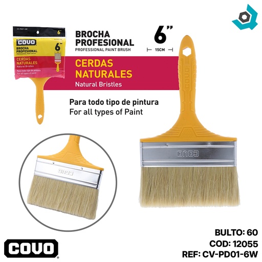 [12055] BROCHA 6" CERDAS BLANCAS COVO