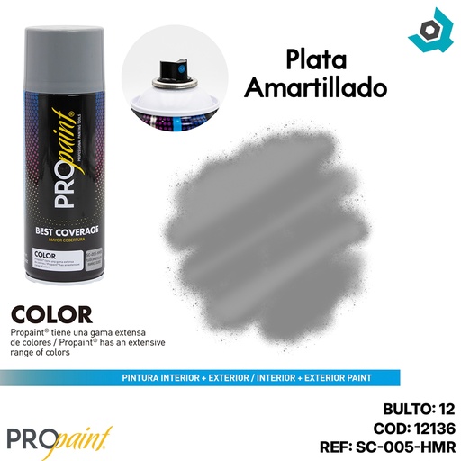 [12136] PINTURA EN SPRAY PLATA MARTILLADO PRO PAINT