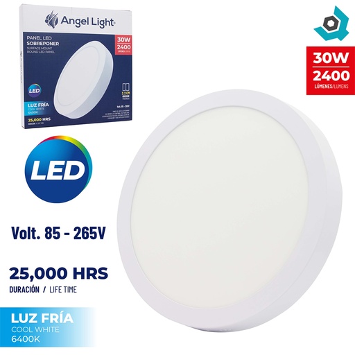 [12098] LAMPARA LED SUPERFICIAL REDONDA 30W 6400K ANGEL LIGHT