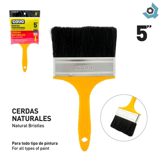 [12076] BROCHA 5" CERDAS NATURALES NEGRAS COVO