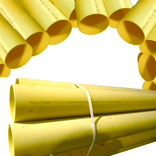 [12161] TUBO PVC SANITARIO ECONOMICO LIVIANO 75MM X 3M EXC AMARILLO TUBRICA