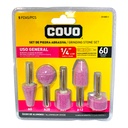 SET DE MECHAS ABRASIVAS 1/4" 5 PIEZAS COVO