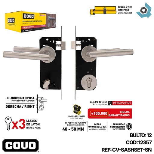 [12357] CERRADURA DE PUERTA PRINCIPAL DERECHA COVO