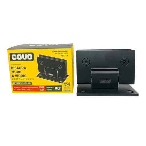 [12254] BISAGRA DE MURO A VIDRIO 9X5.5CM NEGRO MATE COVO