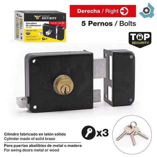 [12252] CERRADURA DE SOBREPONER DERECHA SECURITY