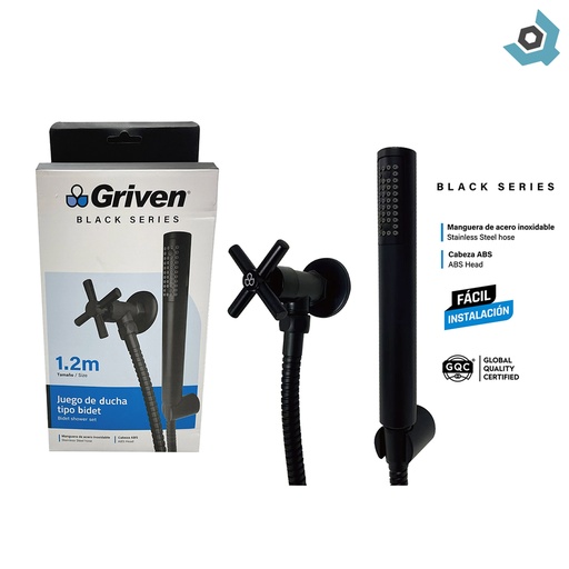 [12251] REGADERA PARA DUCHA TIPO BIDET NEGRO GRIVEN BLACK