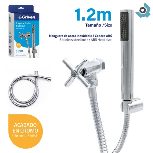 [12250] REGADERA PARA DUCHA TIPO BIDET CROMADO GRIVEN